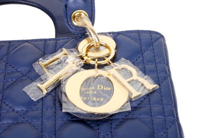 lady dior lambskin leather bag 6322 blue with gold hardware